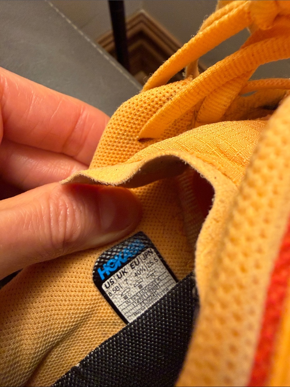 Hoka Speedgoat 6 Orange, Yellow & Pink Trail Sneakers 8.5 - Picture 8 of 8